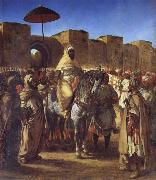 Mulay Abd al-Rahman,Sultan of Morocco,Leaving his palace in Meknes,Surrounded by his Guard and his Chief Officers, Eugene Delacroix